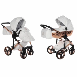 Junama Handcraft Enzo 2 In 1 Pram – White Rose Gold