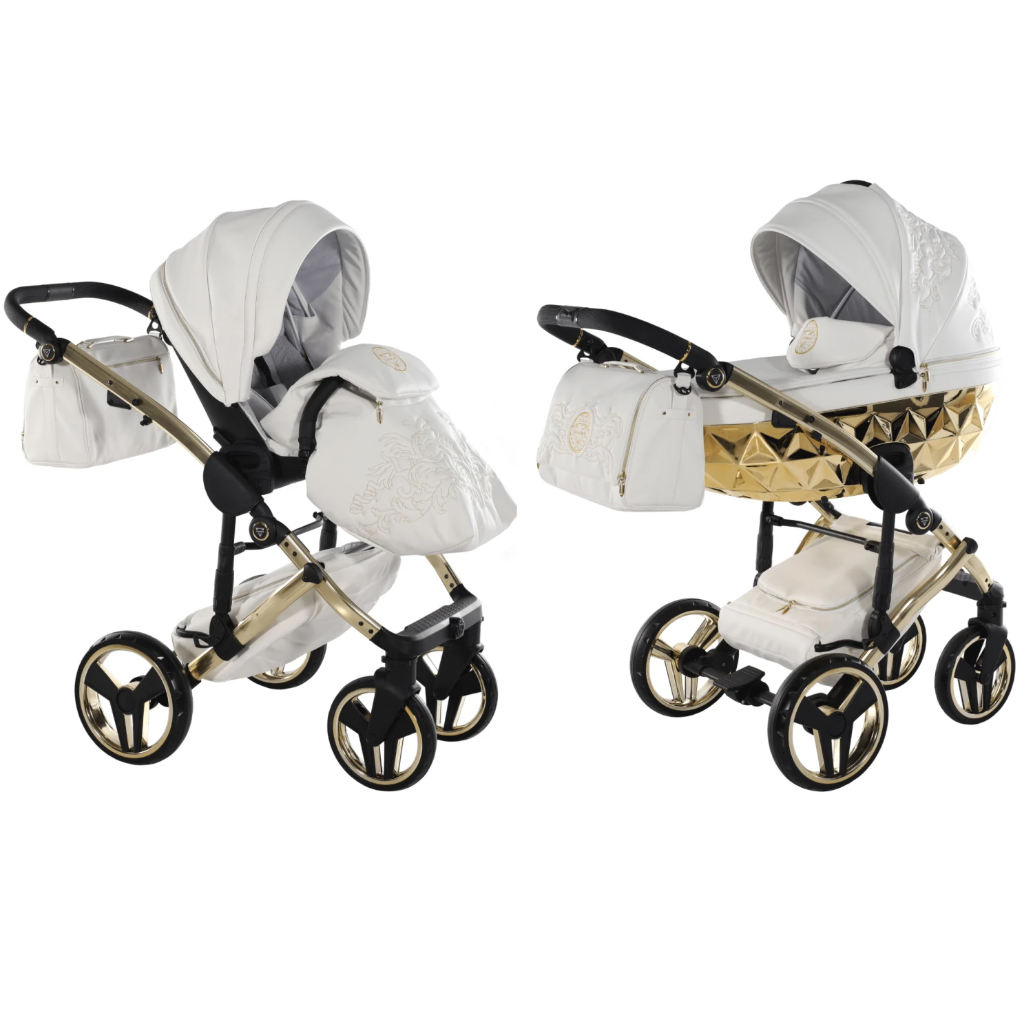 Junama Handcraft Enzo 2 In 1 Pram – White Gold 3 Junama Handcraft Enzo 2 In 1 Pram – White Gold