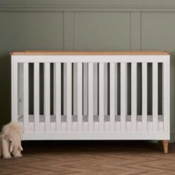 Orla Cot Bed – White With Oak -Baby Supplies 5RFDC