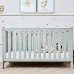 Tutti Bambini Misha Cot Bed – Sage/Golden Oak -Baby Supplies AW3E4