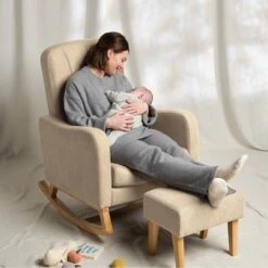 Silver Cross Seville 3+3 Piece Ultimate Newborn Room Set Bundle – Cashmere/Oak -Baby Supplies Carmel Nursing Chair 2