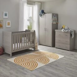 Babymore Caro 4-1 Cot Bed 3 Piece Nursery Set – Grey Wash