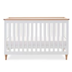 Orla Cot Bed – White With Oak -Baby Supplies DERT