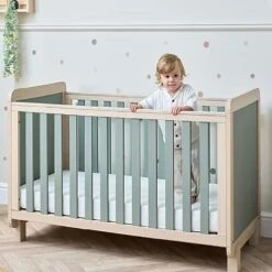 Tutti Bambini Kuba Cot Bed – Pickled Oak/Sage Weave -Baby Supplies E4R56 2