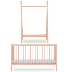 CuddleCo Nola Cot Bed And Clothing Rail β Soft Blush