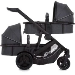Hauck Duett 3 Carrycot – Melange Black -Baby Supplies Hauck Duett 3 Tandem Carrycot Melange Black 3