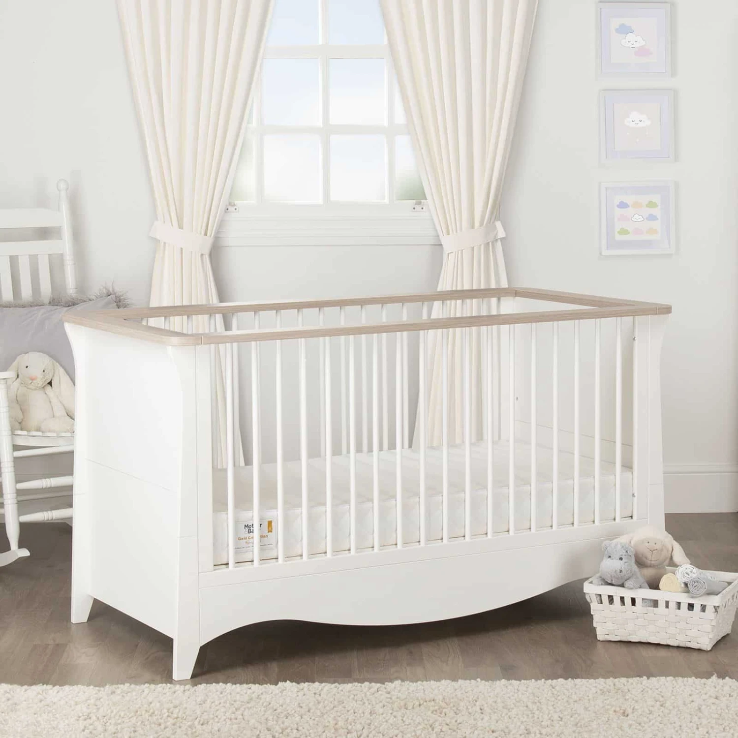 CuddleCo Clara White/Ash Cot Bed 3 CuddleCo Clara White/Ash Cot Bed