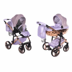 Junama Dolce 3 In 1 Travel System – Lilac Rose Gold -Baby Supplies Junama Dolce Pram Lilac Rose Gold 2