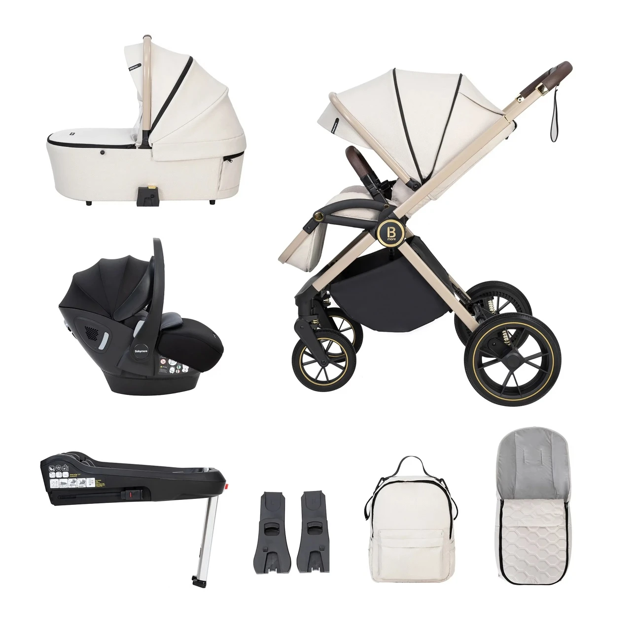 Babymore Kai Travel System Pecan With Base – Sandstone 3 Babymore Kai Travel System Pecan With Base – Sandstone