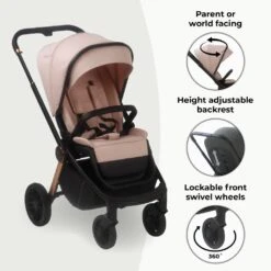 My Babiie Travel System With Cabriofix Car Seat – Pastel Pink -Baby Supplies MB450i 3 in 1 Travel System with i Size Car Seat Pastel Pink 5