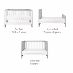 Tutti Bambini Modena Cot Bed – Grey Ash/White -Baby Supplies Modena 3 Piece Room Set Grey Ash White1 1