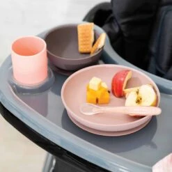 Nattou Pink Silicone Tableware 4pc Set -Baby Supplies NATSIL87776339485942