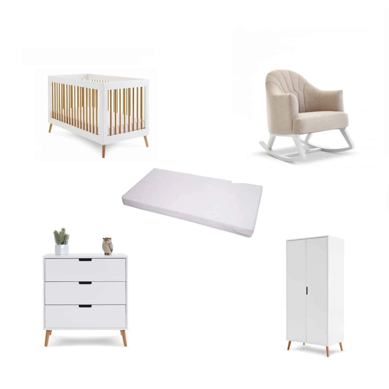 Obaby Maya Nursery Room Set/Rocking Chair Bundle – White And Natural 3 Obaby Maya Nursery Room Set/Rocking Chair Bundle – White And Natural