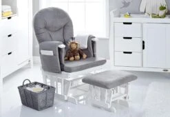 Obaby Stamford Mini Cot Bed 2 Piece Room Set – Warm Grey 34 Obaby Stamford Mini Cot Bed 2 Piece Room Set – Warm Grey -Baby Supplies Obaby Reclining Glider Chair and Stool White with Grey Cushions 2