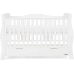 Obaby Stamford Luxe Sleigh Cot Bed – White -Baby Supplies Obaby Stamford Luxe Sleigh Cot Bed White 2