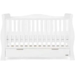 Obaby Stamford Luxe Sleigh Cot Bed – White -Baby Supplies Obaby Stamford Luxe Sleigh Cot Bed White 3