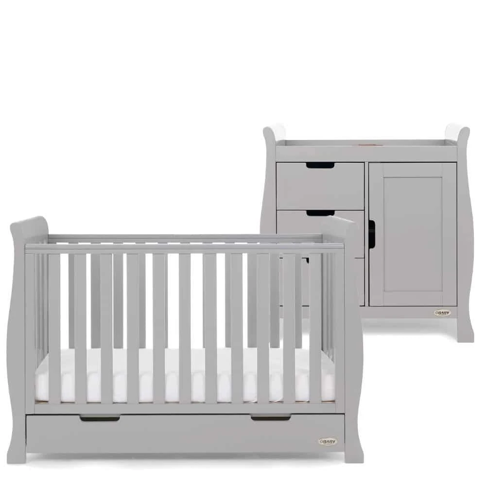 Obaby Stamford Mini Cot Bed 2 Piece Room Set – Warm Grey 3 Obaby Stamford Mini Cot Bed 2 Piece Room Set – Warm Grey