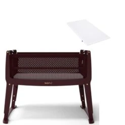 SnuzPod Studio Bedside Crib With Mattress Rome Burgundy