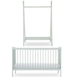 CuddleCo Nola Cot Bed And Clothing Rail β Sage Green