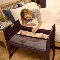SnuzPod Studio Bedside Crib With Mattress Rome Burgundy -Baby Supplies VDHRJTI