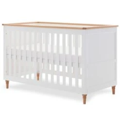 Orla Cot Bed – White With Oak -Baby Supplies ZVSWEG