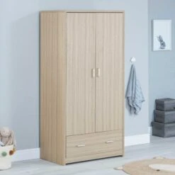 Babymore Luno 4 Piece Nursery Room Set – Oak -Baby Supplies babymore Veni Luno double wardrobe oak scaled 1