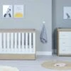 Babymore Veni Cot Bed With Underdrawer – White/Oak -Baby Supplies babymore Veno cot bed with underdrawer oak white scaled 1