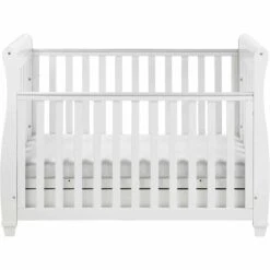 Babymore Eva Dropside 3 Piece Nursery Room Set – White -Baby Supplies babymore dropside cot bed eva in white front on