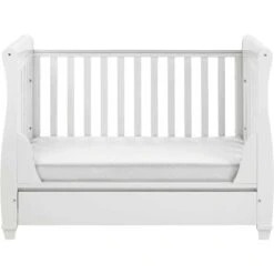 Babymore Eva Dropside 3 Piece Nursery Room Set – White -Baby Supplies babymore dropside cot bed white side removed