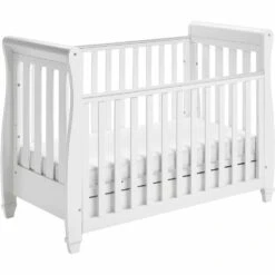 Babymore White Eva Dropside Sleigh Cot Bed