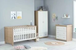 Babymore Luno 3 Piece Nursery Room Set – White/Oak