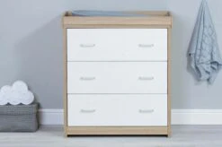 Babymore Luno 3 Piece Nursery Room Set – White/Oak -Baby Supplies babymore luno chest changer white oak scaled 1 3