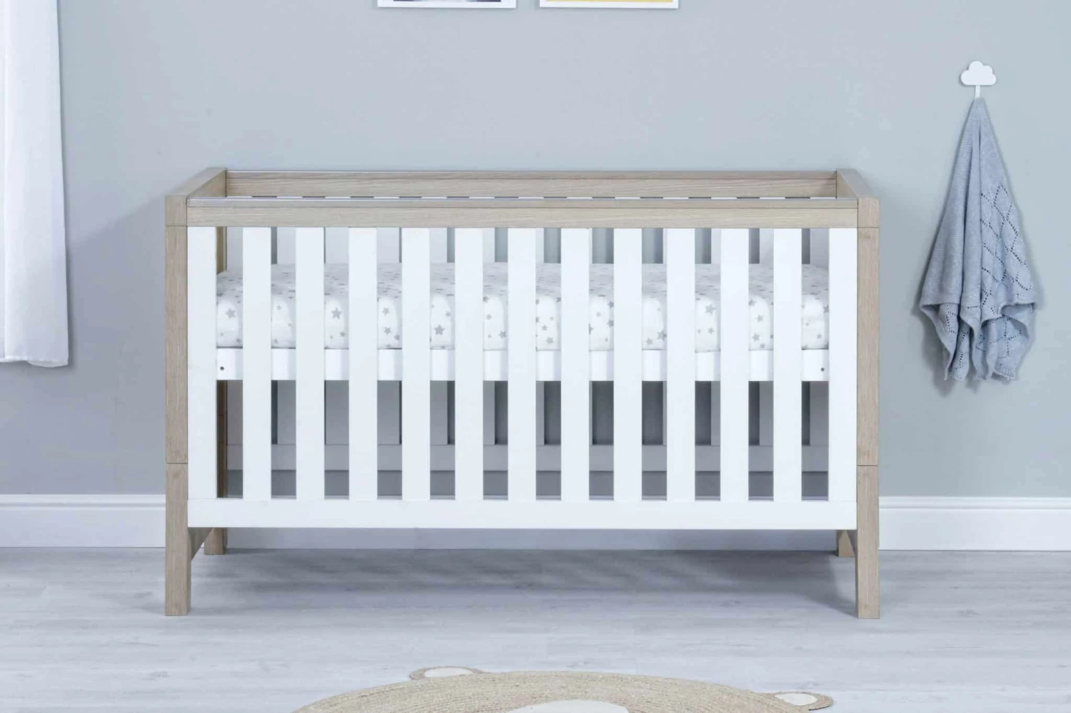 Babymore Luno Cot Bed – White/Oak 3 Babymore Luno Cot Bed – White/Oak