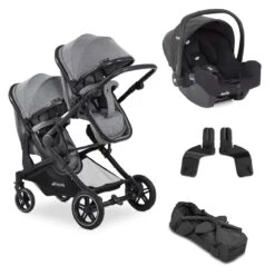 Hauck Melange Grey Atlantic Twin 3 In 1 Joie Travel System Bundle 1