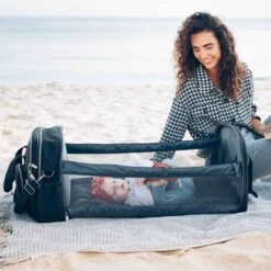 Bizzi Growin Travel Crib Changing Bag Chelsea Black -Baby Supplies changing pod black 9