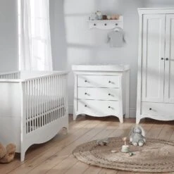 CuddleCo Clara 3 Piece Nursery Set With Mattress β White