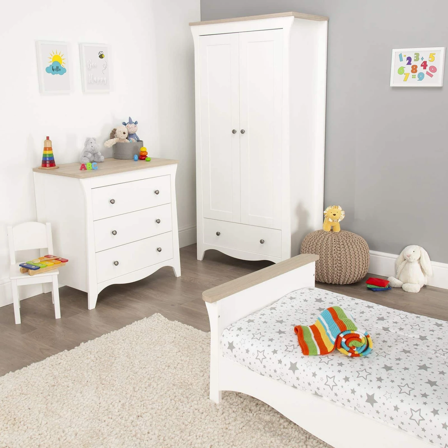 CuddleCo Clara 3 Piece Nursery Set – White/Ash 4 CuddleCo Clara 3 Piece Nursery Set – White/Ash - Image 2