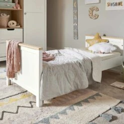 Mamas & Papas Harwell Cotbed White/Natural With Premium Pocket Spring Mattress -Baby Supplies dgt56