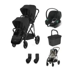 Cybex EGazelle S Twin Pushchair Travel System Bundle – Moon Black
