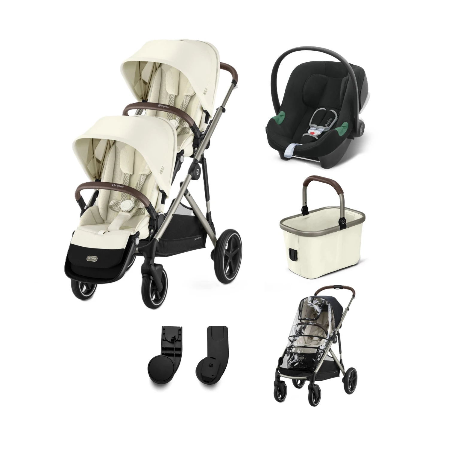 Cybex EGazelle S Twin Pushchair Travel System Bundle – Seashell Beige 3 Cybex EGazelle S Twin Pushchair Travel System Bundle – Seashell Beige