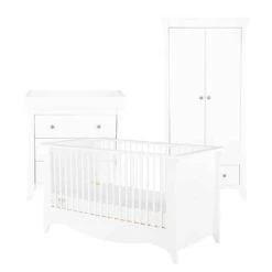 CuddleCo Clara 3 Piece Nursery Set With Mattress – White -Baby Supplies fgggf