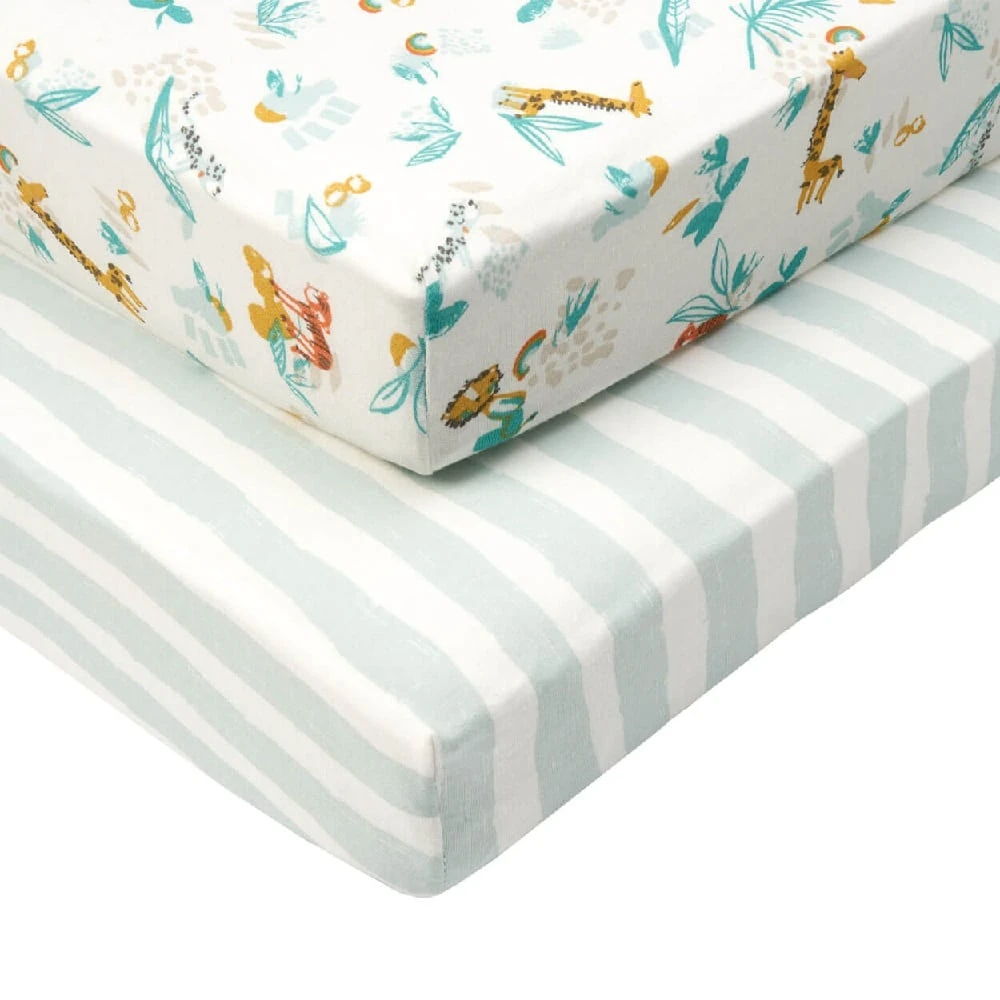 Tutti Bambini Mini Cot Fitted Sheets 2pk – Run Wild 3 Tutti Bambini Mini Cot Fitted Sheets 2pk – Run Wild