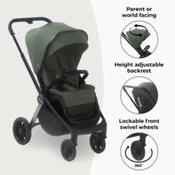 My Babiie 3-in-1 Travel System With I-Size Car Seat – Forest Green -Baby Supplies forest green 5