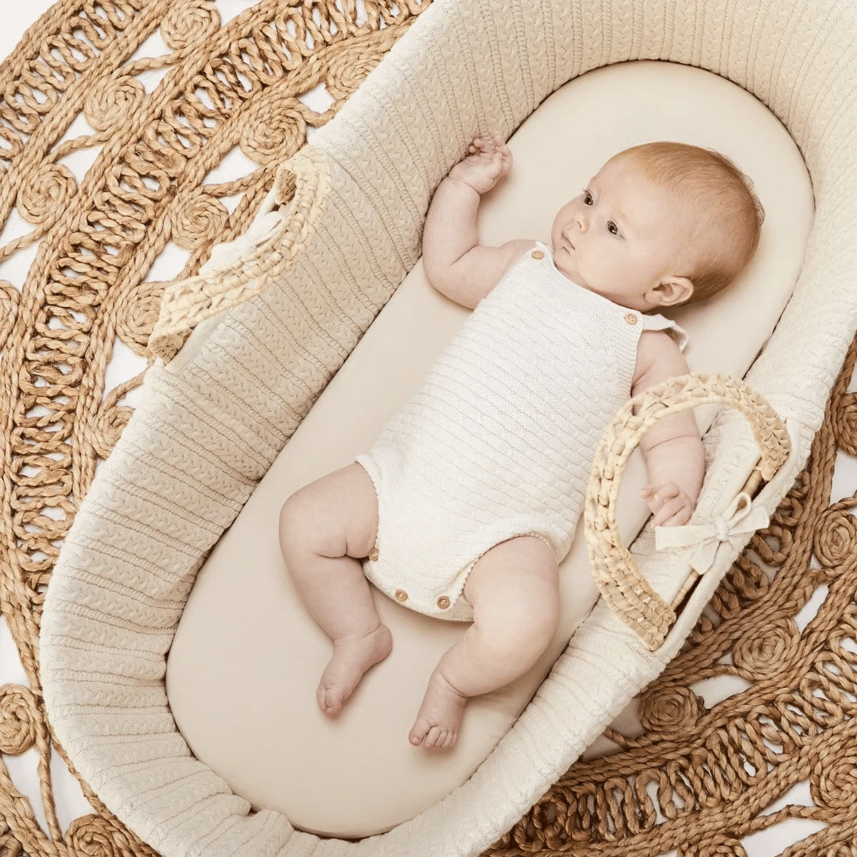 Little Green Sheep Natural Nitted Moses Basket Bundle – Linen 6 Little Green Sheep Natural Nitted Moses Basket Bundle – Linen - Image 4