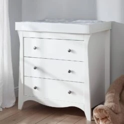 CuddleCo Clara 3 Piece Nursery Set With Mattress – White -Baby Supplies gji8