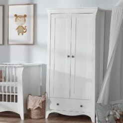 CuddleCo Clara 3 Piece Nursery Set With Mattress – White -Baby Supplies gju8657