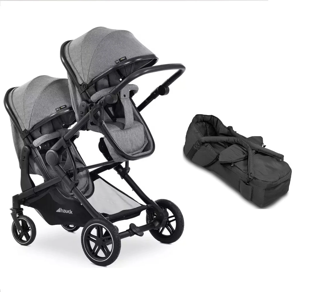 Hauck Melange Grey Atlantic Twin Stroller/Carrycot Bundle 1 3 Hauck Melange Grey Atlantic Twin Stroller/Carrycot Bundle 1