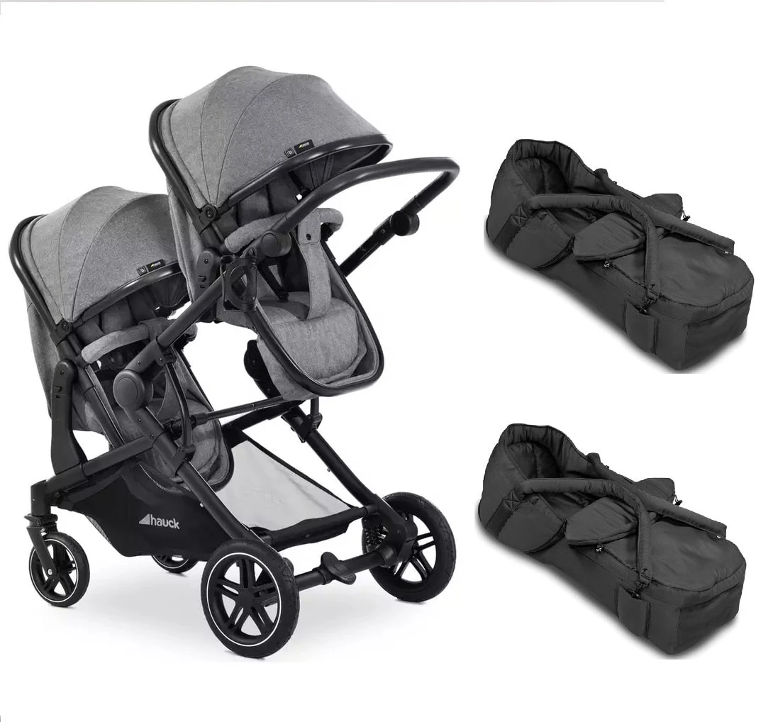 Hauck Melange Grey Atlantic Twin Stroller/Carrycot Bundle 2 3 Hauck Melange Grey Atlantic Twin Stroller/Carrycot Bundle 2