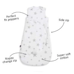 SnuzPouch Sleeping Bag Grey Star 0-6m – 1.0 Tog -Baby Supplies hgt7u6