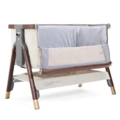 Tutti Bambini CoZee Luxe Bedside Crib – Walnut/Cream -Baby Supplies i87979